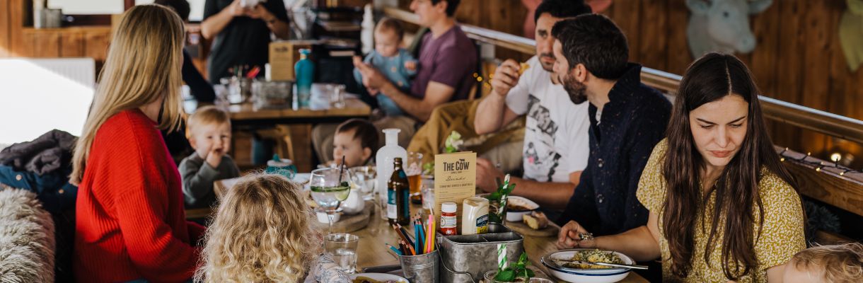 Family meal at The Cow, Tapnell Farm, Isle of Wight